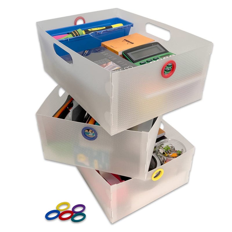 Ultimate Office TierDrop Storage Drawers Measure 9w x 12d x 4 3/4 Inches High for Desk Accessories and Supplies  Set of 3  Includes Color-Coded Finger Rings for Fast and Easy Access to Contents - Image 1